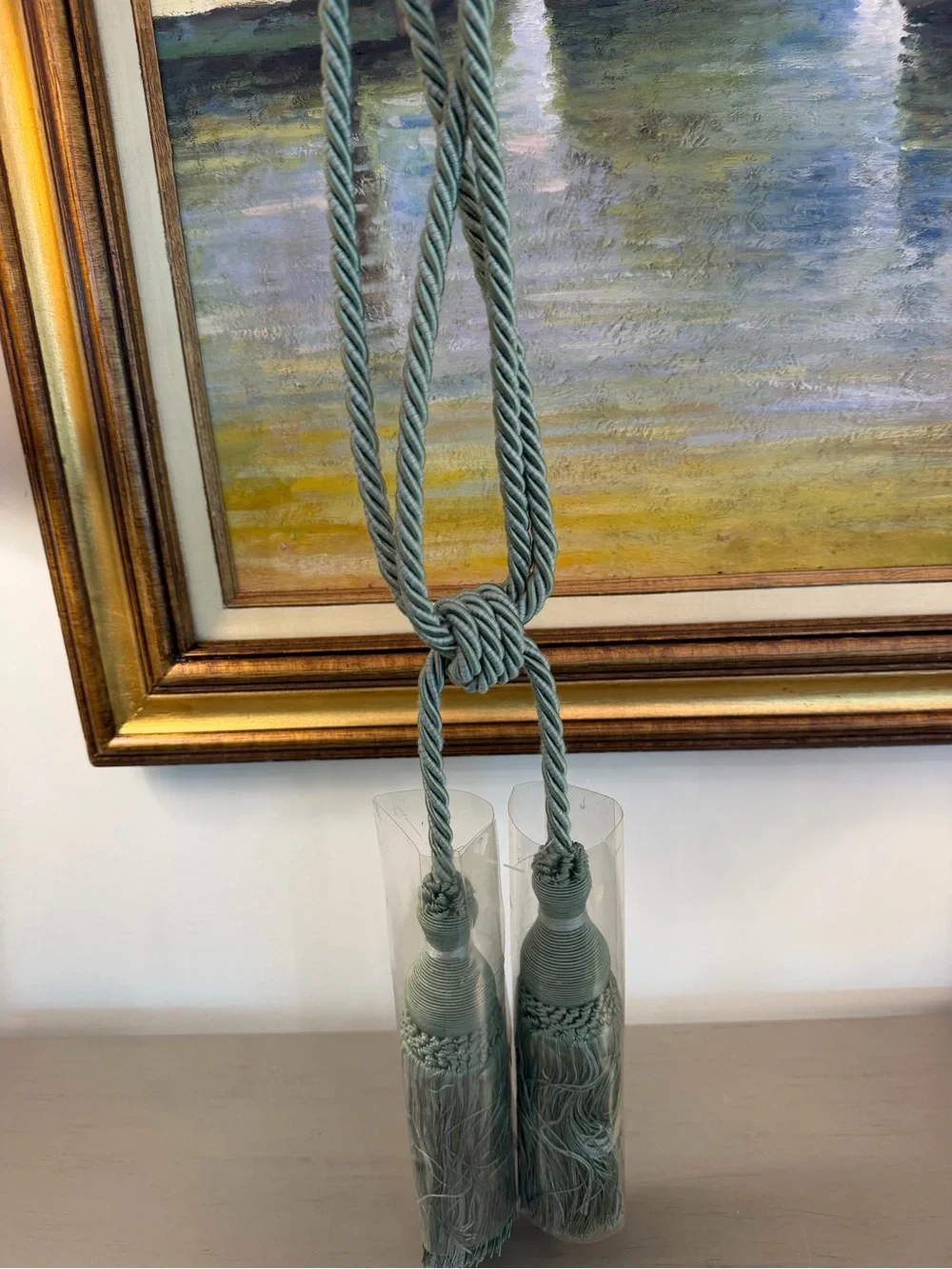 Twisted Sage Green Curtain Double Tassel Curtain Tieback Chair Furniture